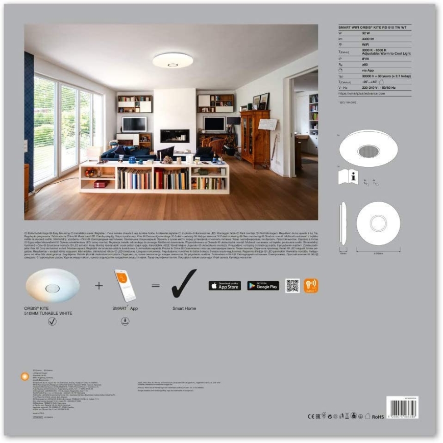 Ledvance - LED Zatemnitvena svetilka SMART+ KITE LED/32W/230V 3,000K-6,500K Wi-Fi