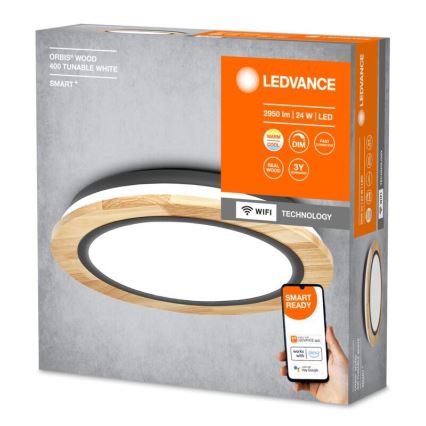 Ledvance - LED Zatemnitvena stropna svetilka SMART+ ORBIS WOOD LED/24W/230V 2700-6500K hrast Wi-Fi