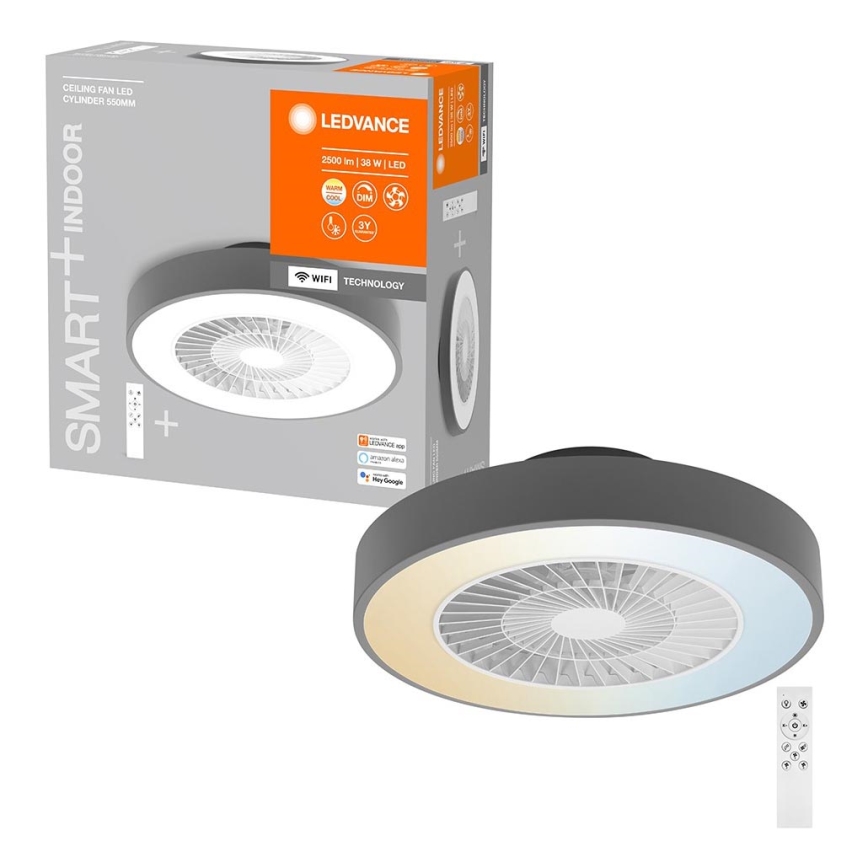 Ledvance - LED Zatemnitvena stropna svetilka z ventilatorjem SMART+ LED/38W/230V 3000-6500K Wi-Fi + Daljinski upravljalnik