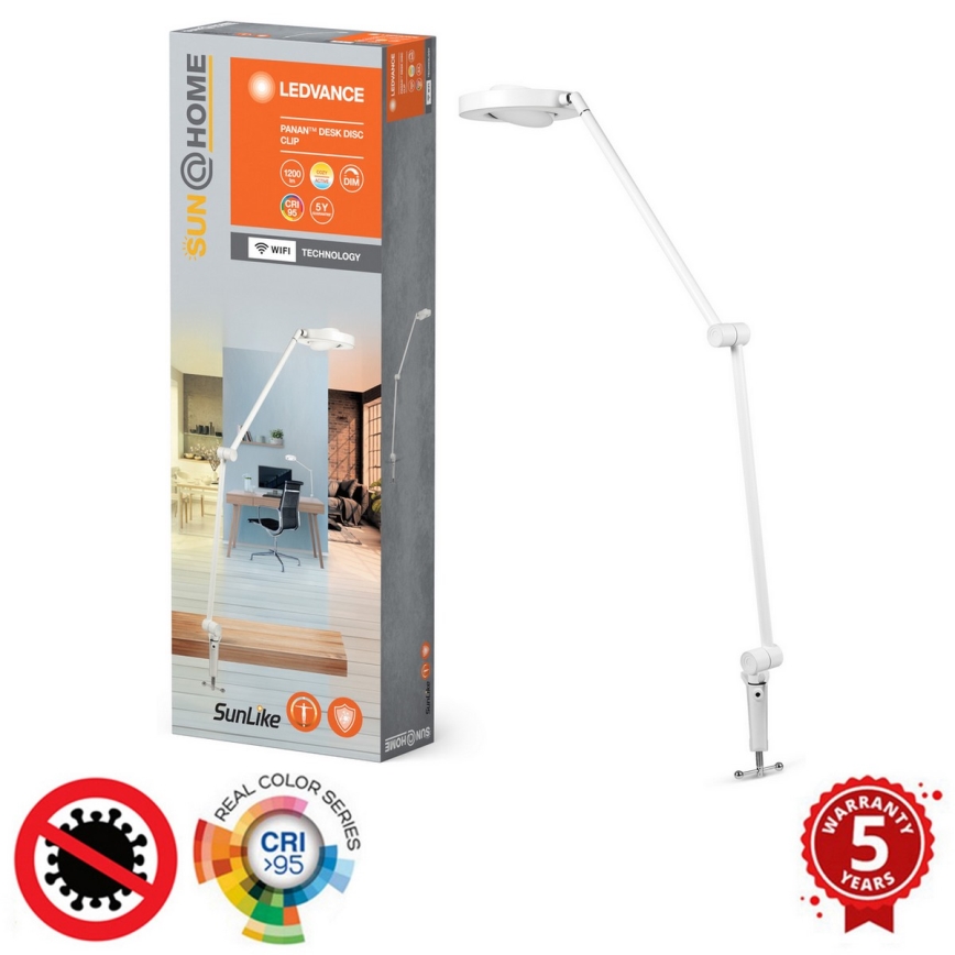 Ledvance - LED Zatemnitvena svetilka s sponko SUN@HOME LED/15W/230V 2200-5000K CRI 95 Wi-Fi