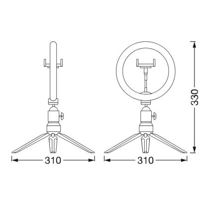 Ledvance - LED Zatemnitvena namizna svetilka s stojalom in držalom za vlogging LED/5,5W/USB 3000/4000/6500K