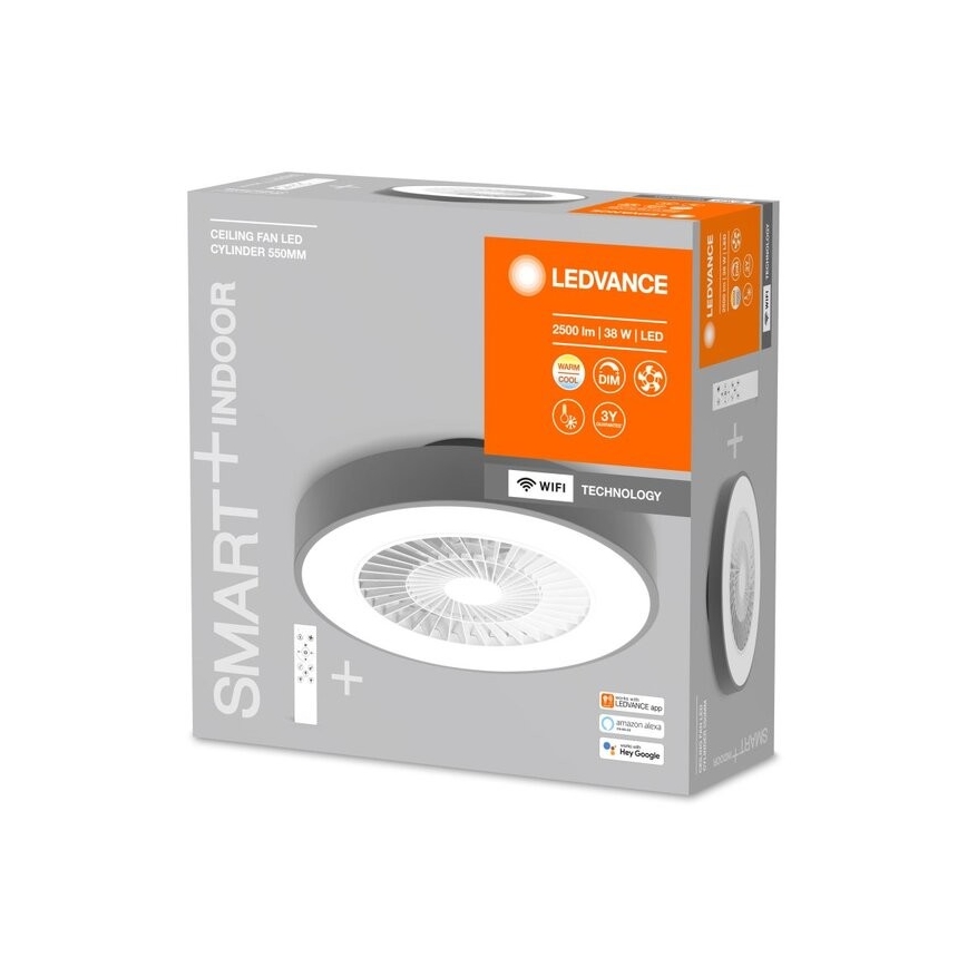 Ledvance - LED Zatemnitvena stropna svetilka z ventilatorjem SMART+ LED/38W/230V 3000-6500K Wi-Fi + Daljinski upravljalnik