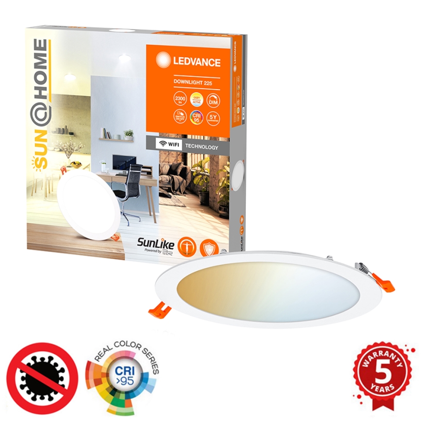 Ledvance - LED Zatemnitvena vgradna svetilka SUN@HOME LED/22W/230V 2200-5000 CRI 95 Wi-Fi