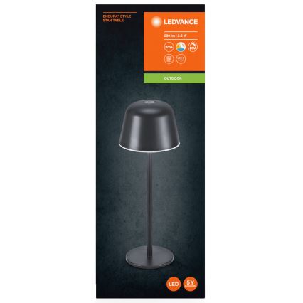 Ledvance - LED Zatemnitvena zunanja polnilna svetilka NAMIZNA LED/2,5W/5V IP54 črna