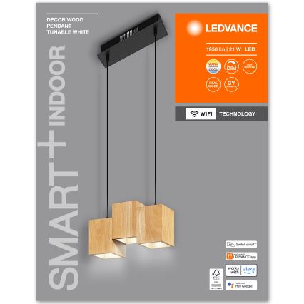 Ledvance - LED Zatemnitveni lestenec na vrvici DECOR WOOD 3xLED/7W/230V Wi-Fi