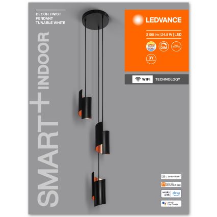 Ledvance - LED Zatemnitveni lestenec na vrvici SMART+ DECOR 3xLED/8W/230V črna Wi-Fi