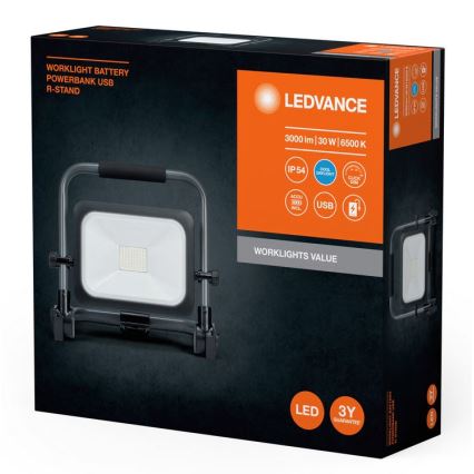 Ledvance - LED Zatemnitveni zunanji napolnitveni reflektor WORKLIGHT BATTERY LED/30W/5V IP54