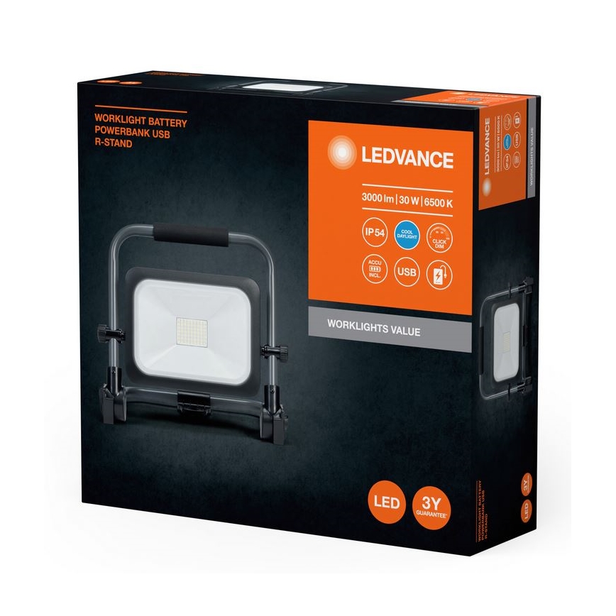 Ledvance - LED Zatemnitveni zunanji napolnitveni reflektor WORKLIGHT BATTERY LED/30W/5V IP54