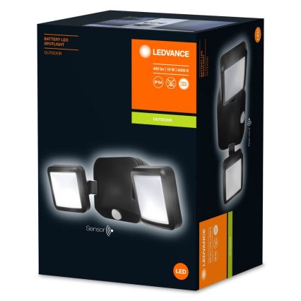 Ledvance - LED Zunanja stenska svetilka s senzorjem BATTERY 2xLED/10W/4xD IP54