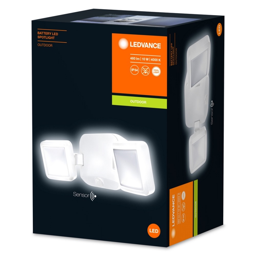 Ledvance - LED Zunanja stenska svetilka s senzorjem BATTERY 2xLED/10W/4xD IP54