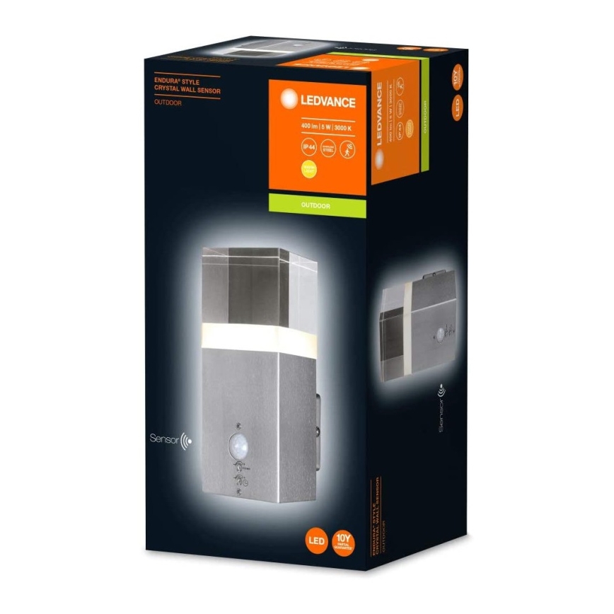 Ledvance - LED Zunanja stenska svetilka s senzorjem CRYSTAL 1xLED/5W/230V IP44
