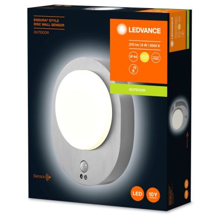 Ledvance - LED Zunanja stenska svetilka s senzorjem DISC LED/8W/230V IP44