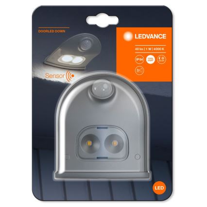 Ledvance - LED Zunanja stenska svetilka s senzorjem DOORLED LED/1W/3xAA IP54