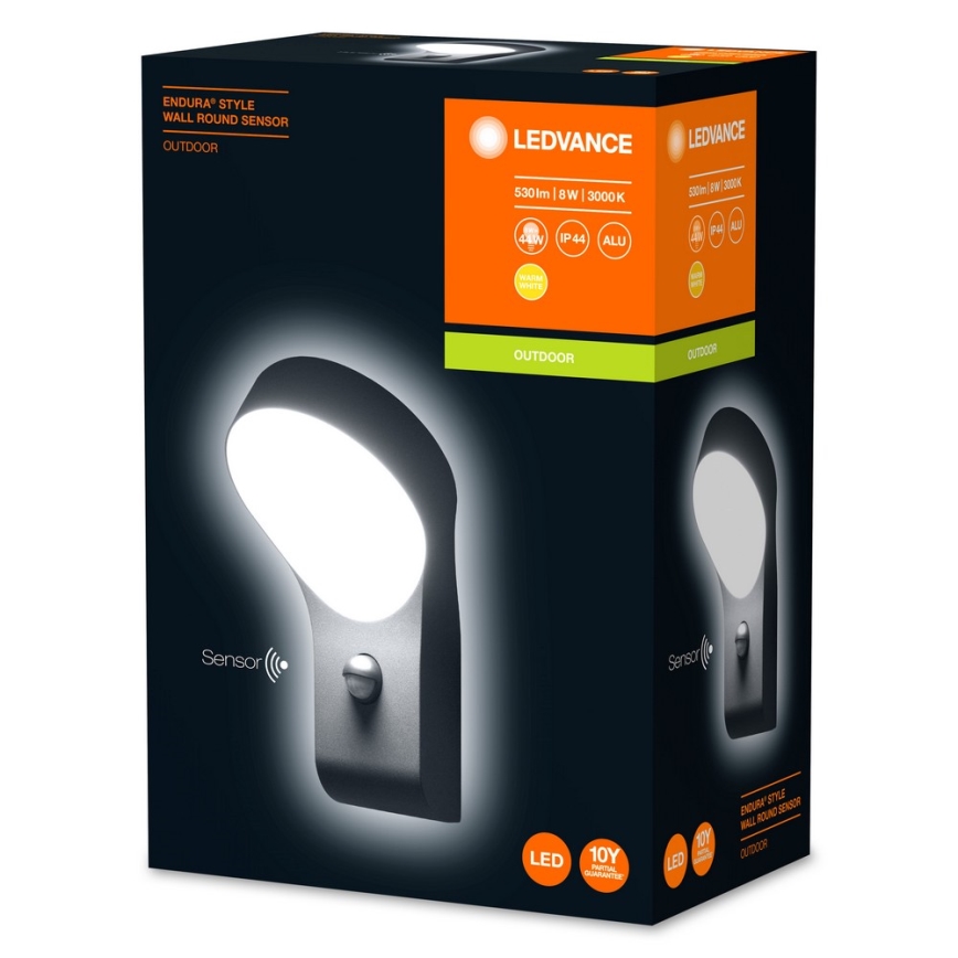 Ledvance - LED Zunanja stenska svetilka s senzorjem ENDURA LED/8W/230V IP44