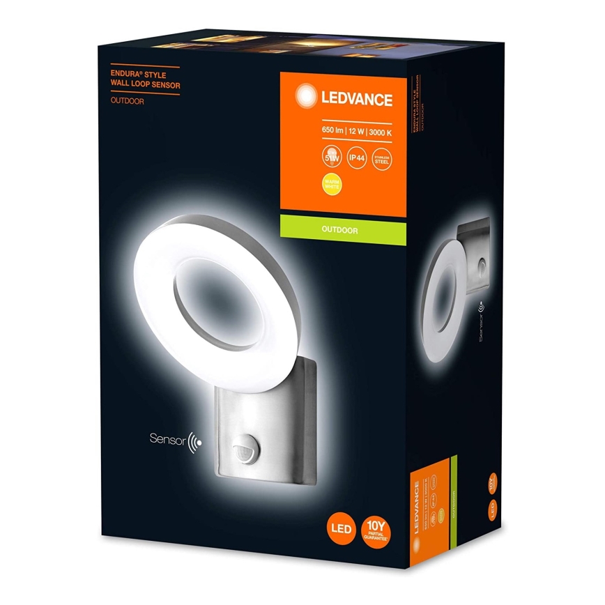 Ledvance - LED Zunanja stenska svetilka s senzorjem LOOP 1xLED/12W/230V IP44