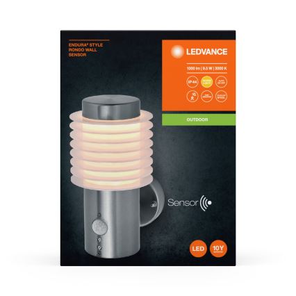 Ledvance - LED Zunanja stenska svetilka s senzorjem ENDURA RONDO LED/9,5W/230V IP44 krom