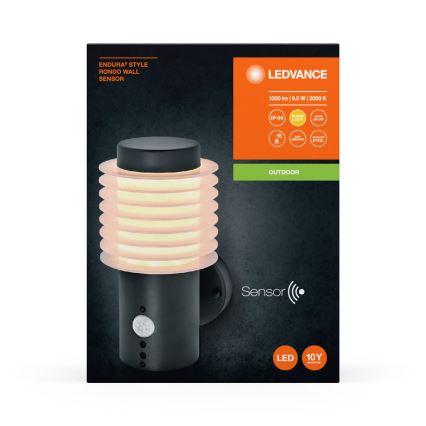 Ledvance - LED Zunanja stenska svetilka s senzorjem ENDURA RONDO LED/9,5W/230V IP44 antracit