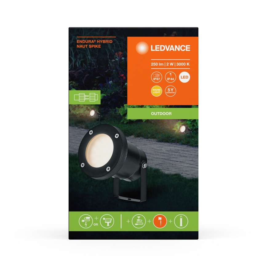 Ledvance - LED Zunanja svetilka ENDURA HYBRID NAUT SPIKE LED/2W/12V IP44