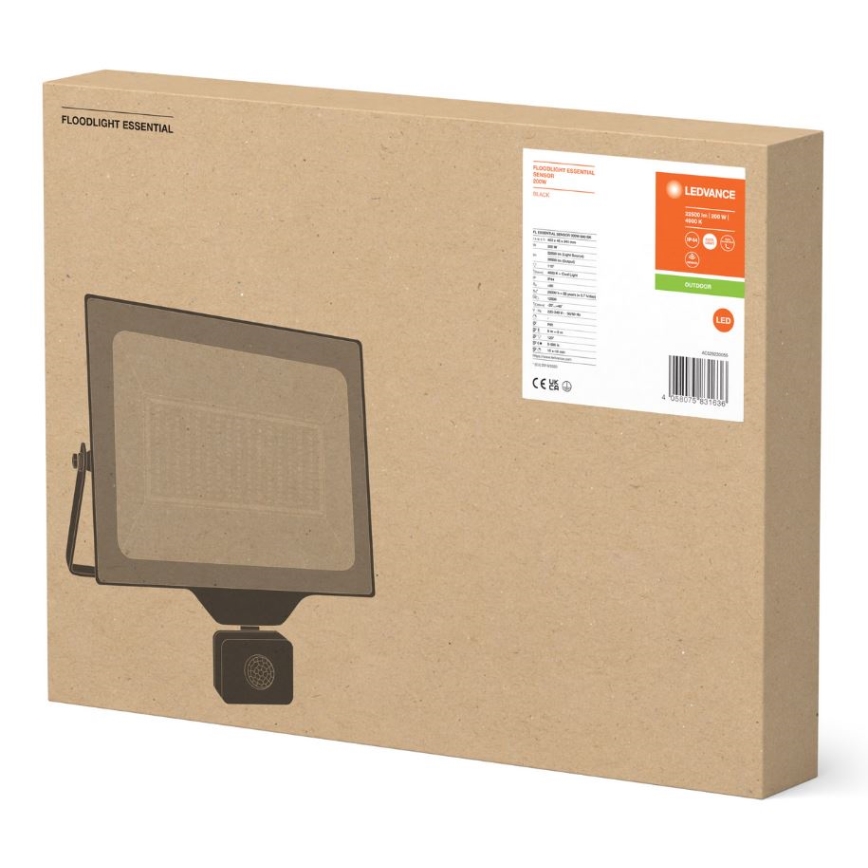 Ledvance - LED Zunanji stenski reflektor s senzorjem FLOODLIGHT ESSENTIAL LED/200W/230V IP65