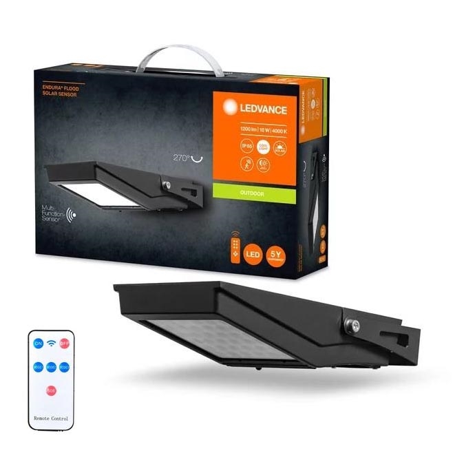 Ledvance - LED Zunanji solarni reflektor s senzorjem FLOOD LED/10W/3,6V 2000 mAh IP65 + Daljinski upravljalnik