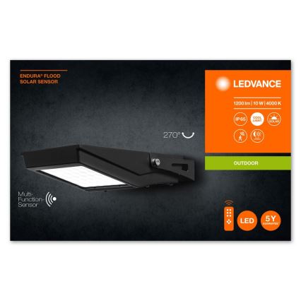 Ledvance - LED Zunanji solarni reflektor s senzorjem FLOOD LED/10W/3,6V 2000 mAh IP65 + Daljinski upravljalnik