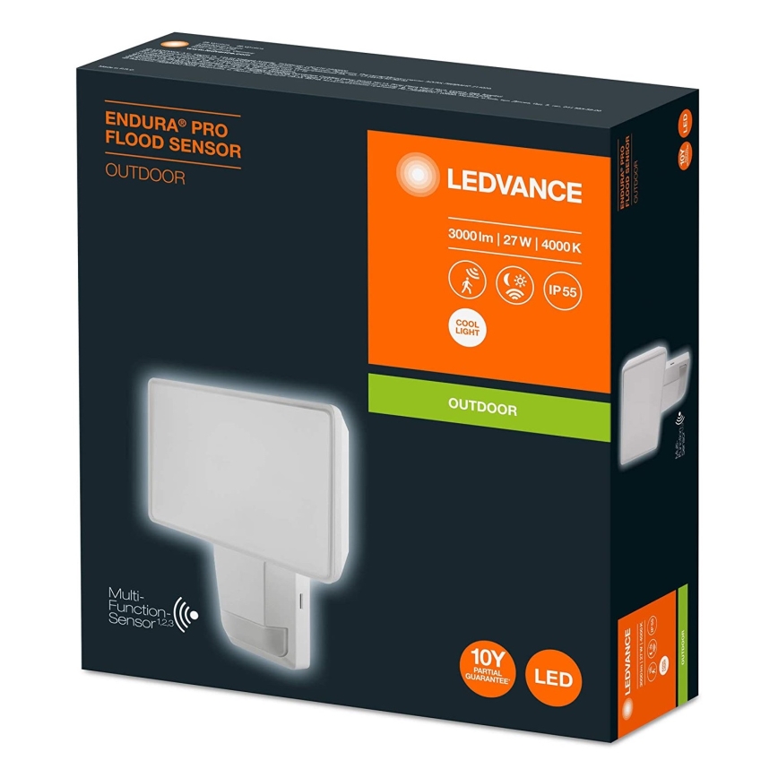 Ledvance - LED Zunanji stenski reflektor s senzojem FLOOD LED/27W/230V IP55