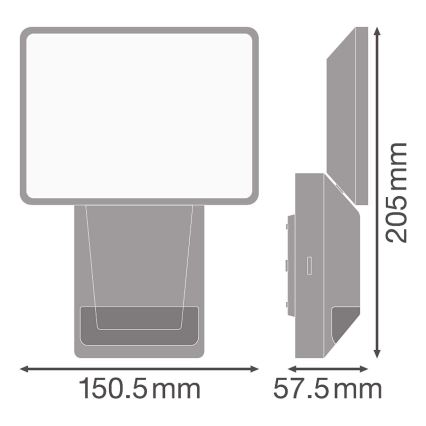 Ledvance - LED Zunanji stenski reflektor s senzorjem FLOOD LED/15W/230V IP55