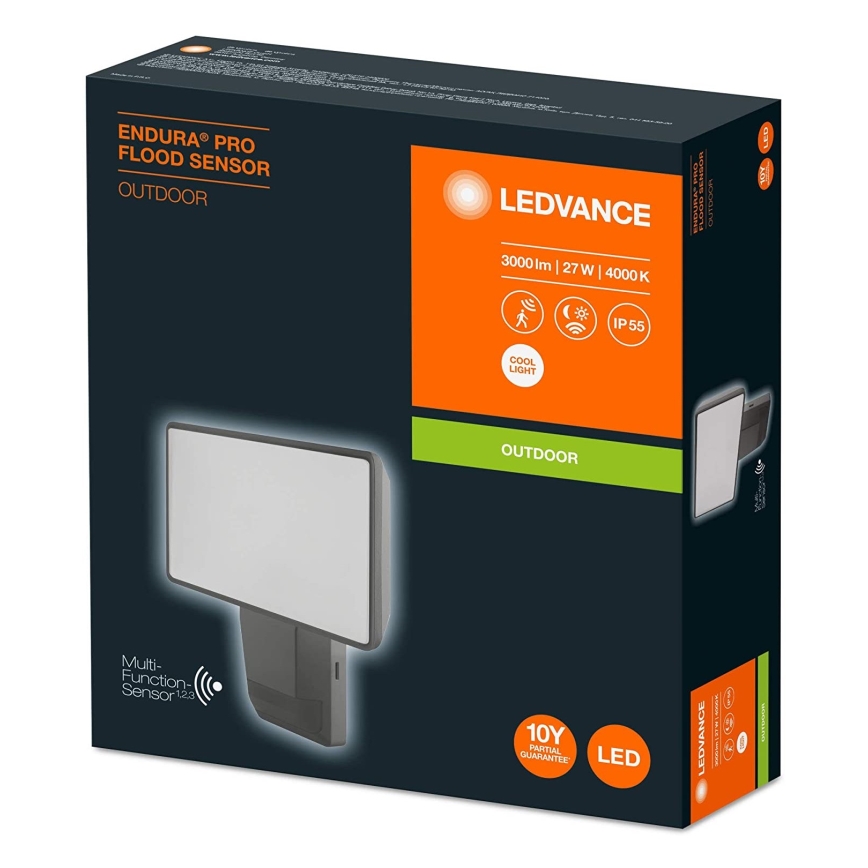 Ledvance - LED Zunanji stenski reflektor s senzorjem FLOOD LED/27W/230V IP55