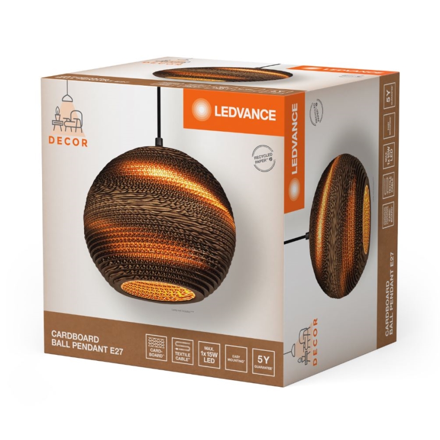 Ledvance - Lestenec na vrvici DECOR CARDBOARD 1xE27/15W/230V pr. 26 cm