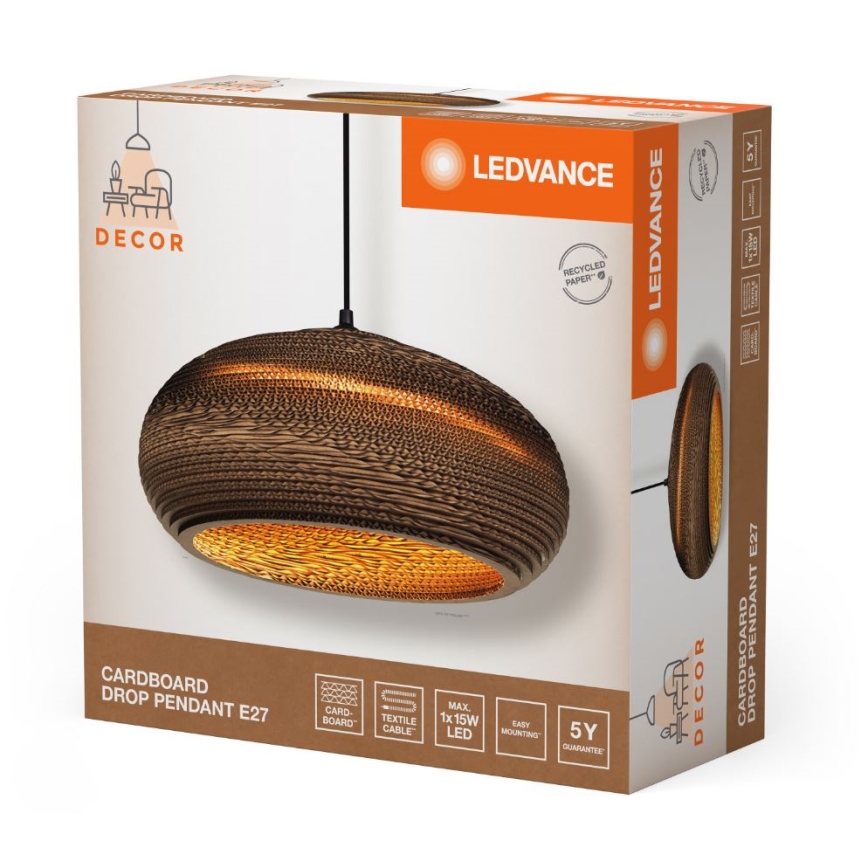Ledvance - Lestenec na vrvici DECOR CARDBOARD 1xE27/15W/230V pr. 40 cm