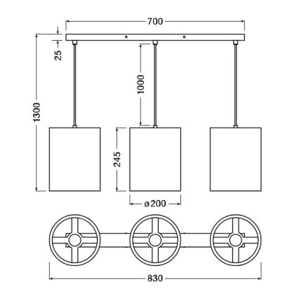 Ledvance - Lestenec na vrvici DECOR CARDBOARD 3xE27/15W/230V