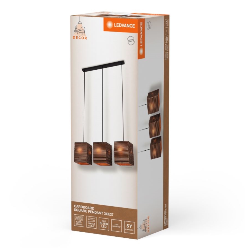 Ledvance - Lestenec na vrvici DECOR CARDBOARD 3xE27/15W/230V