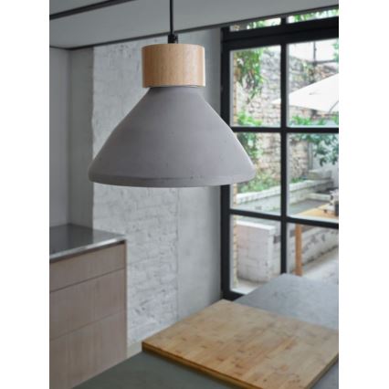 Ledvance - Lestenec na vrvici DECOR CONCRETE 1xE27/15W/230V pr. 22 cm beton siva