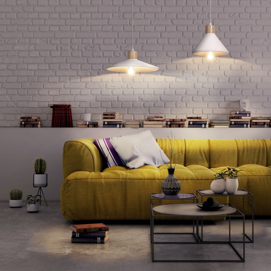 Ledvance - Lestenec na vrvici DECOR PLASTER 1xE27/25W/230V pr. 22 cm mavec bela