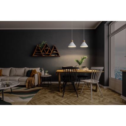 Ledvance - Lestenec na vrvici DECOR PLASTER 1xE27/25W/230V pr. 22 cm mavec bela
