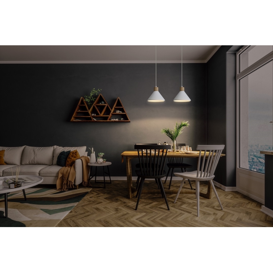 Ledvance - Lestenec na vrvici DECOR PLASTER 1xE27/25W/230V pr. 22 cm mavec bela