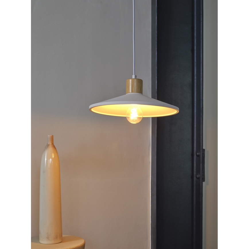 Ledvance - Lestenec na vrvici DECOR PLASTER 1xE27/25W/230V pr. 32 cm mavec bela