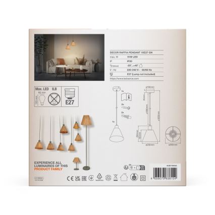 Ledvance - Lestenec na vrvici DECOR RAFFIA 1xE27/15W/230V
