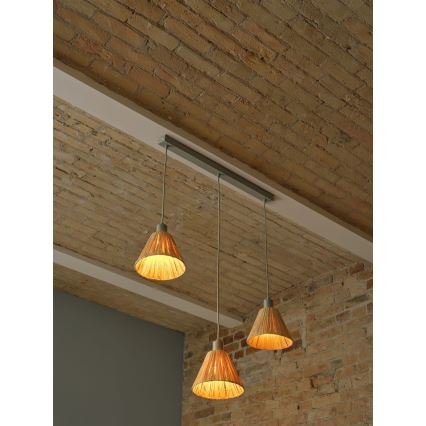 Ledvance - Lestenec na vrvici DECOR RAFFIA 3xE27/15W/230V raffia bast