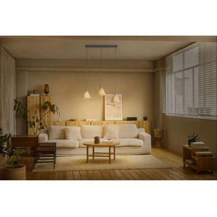 Ledvance - Lestenec na vrvici DECOR RAFFIA 3xE27/15W/230V raffia bast
