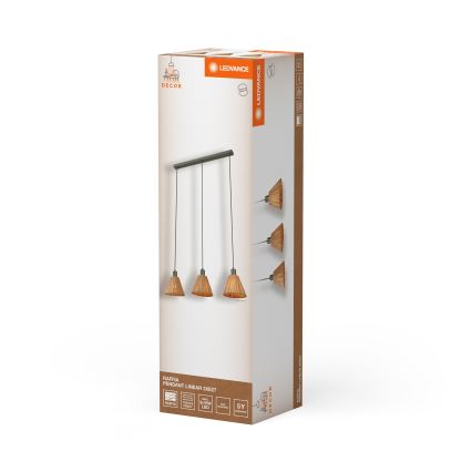 Ledvance - Lestenec na vrvici DECOR RAFFIA 3xE27/15W/230V raffia bast