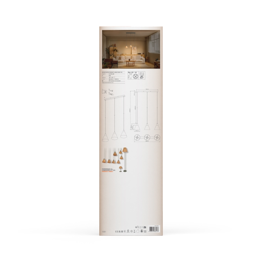 Ledvance - Lestenec na vrvici DECOR RAFFIA 3xE27/15W/230V raffia bast