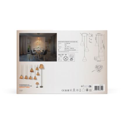 Ledvance - Lestenec na vrvici DECOR RAFFIA 3xE27/15W/230V raffia bast
