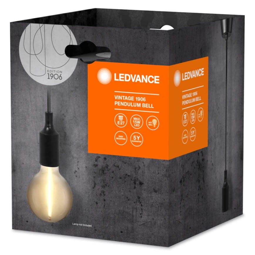 Ledvance - Lestenec na vrvici PENDULUM BELL 1xE27/15W/230V črna