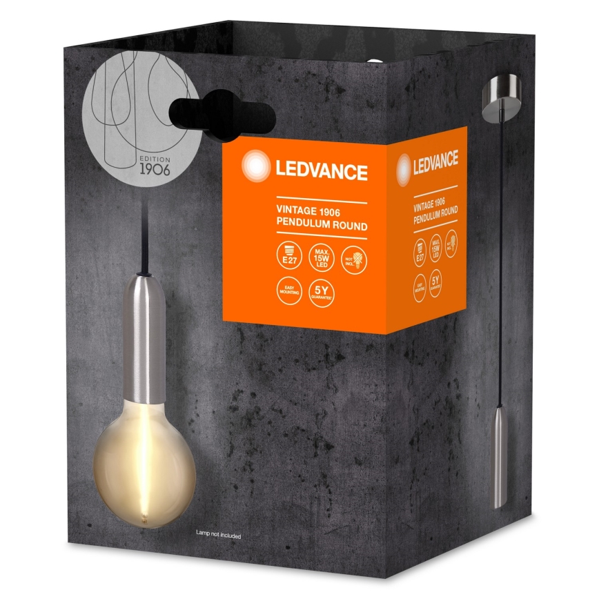 Ledvance - Lestenec na vrvici PENDULUM ROUND 1xE27/15W/230V mat krom