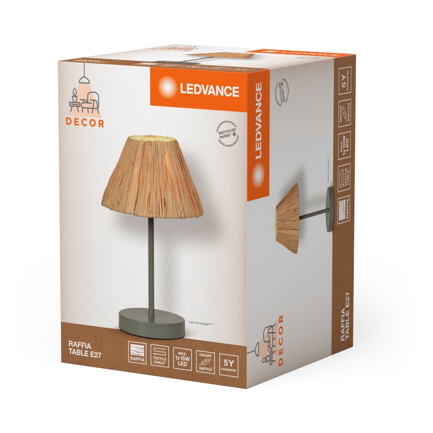 Ledvance - Namizna svetilka DECOR RAFFIA 1xE27/15W/230V raffia bast