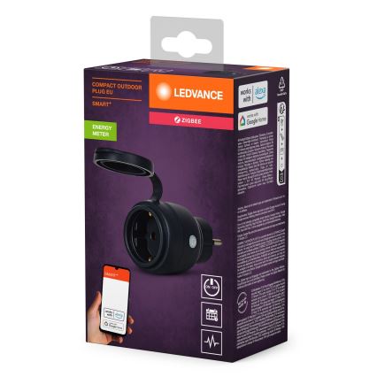 Ledvance - Pametni zunanji vtičnica SMART+ 3680W/230V/Tip F/SCHUKO 16A IP44 črna
