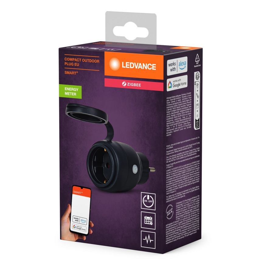 Ledvance - Pametni zunanji vtičnica SMART+ 3680W/230V/Tip F/SCHUKO 16A IP44 črna