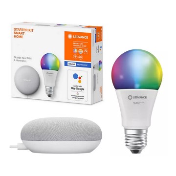 Ledvance - Pametni zvočnik Google Nest Mini + LED RGBW Zatemnitvena žarnica SMART+ A60 E27/10W/230V 2000 - 6500K