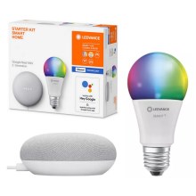Ledvance - Pametni zvočnik Google Nest Mini + LED RGBW Zatemnitvena žarnica SMART+ A60 E27/60W/230V